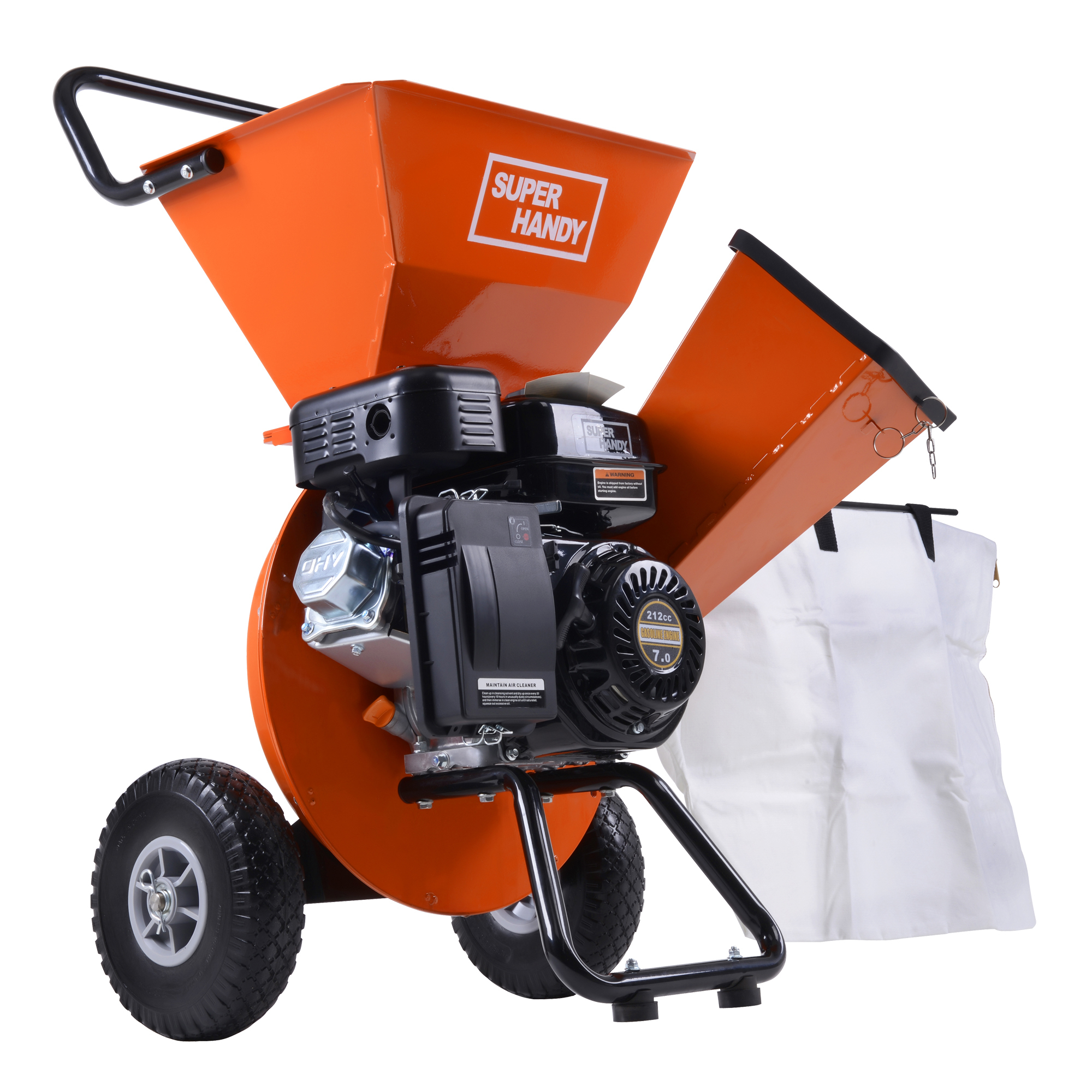 SuperHandy, 3in.1 Wood Chipper, Engine Displacement 212 cc, Horsepower 7 Max. Cutting Thickness 3 in, Model# TRI-GUO019